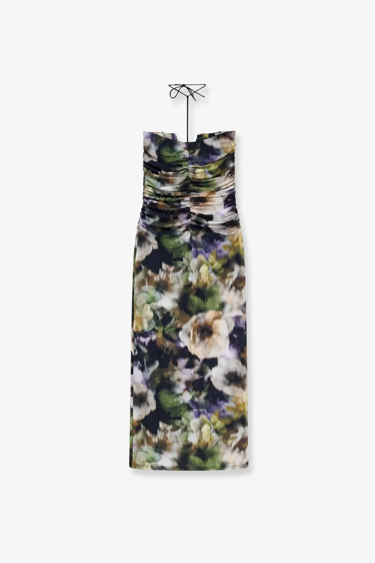 Amazuìn women’s natalie gold multicolor strapless midi jersey dress with ruched bodice and floral print