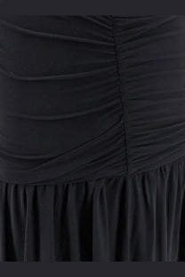 Amazuìn women’s tayla black stretch jersey ruched dress with gathered waist and flowing skirt