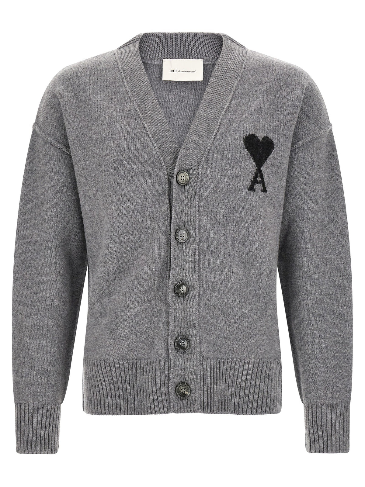 Ami Paris Ami De Coeur Cardigan Grey