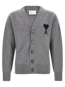 Ami Paris Ami De Coeur Cardigan Grey