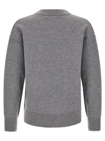 Ami Paris Ami De Coeur Cardigan Grey