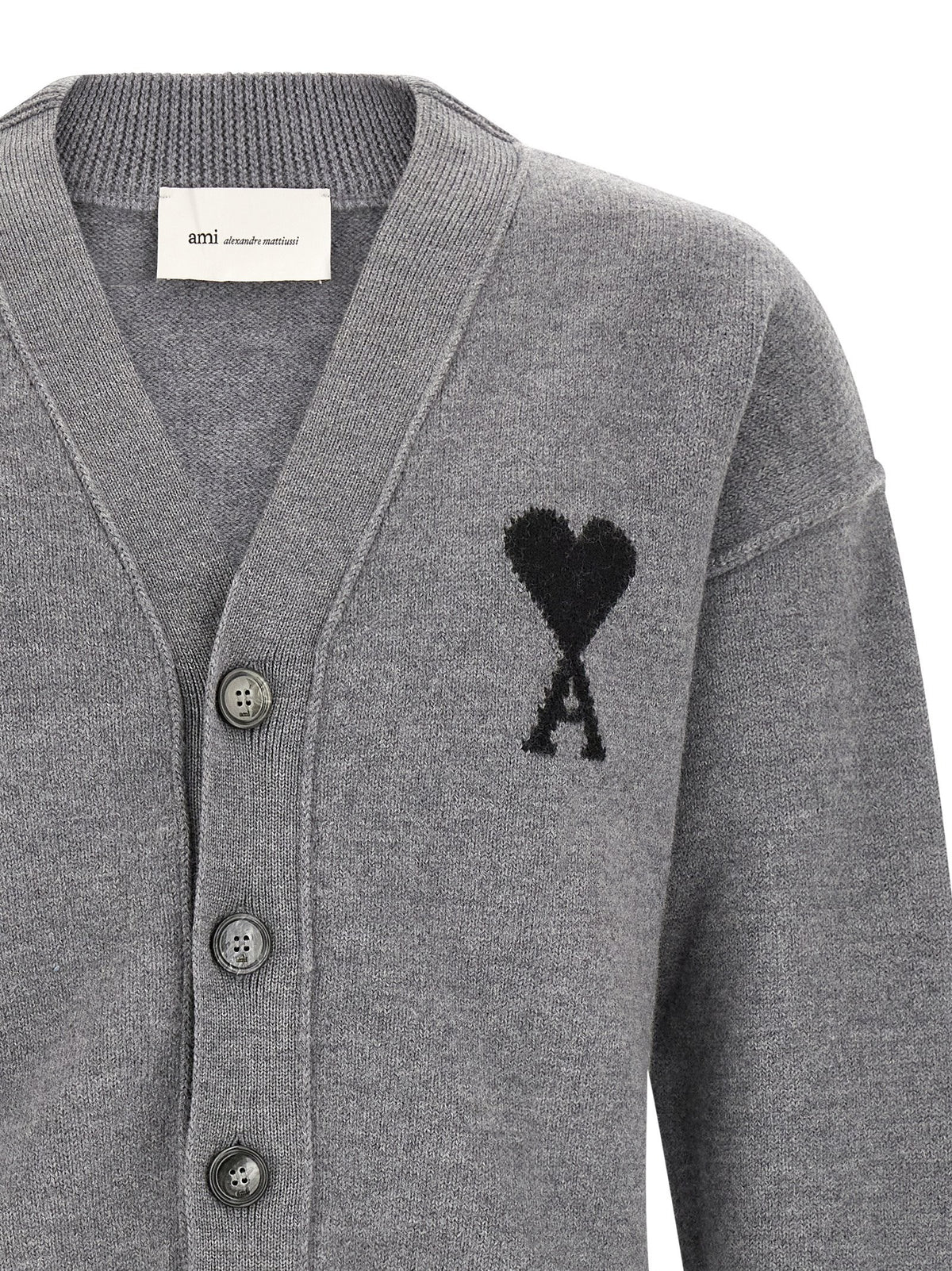 Ami Paris Ami De Coeur Cardigan Grey