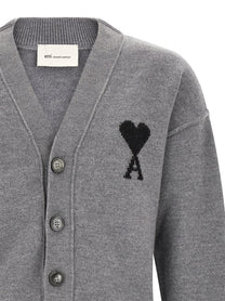 Ami Paris Ami De Coeur Cardigan Grey