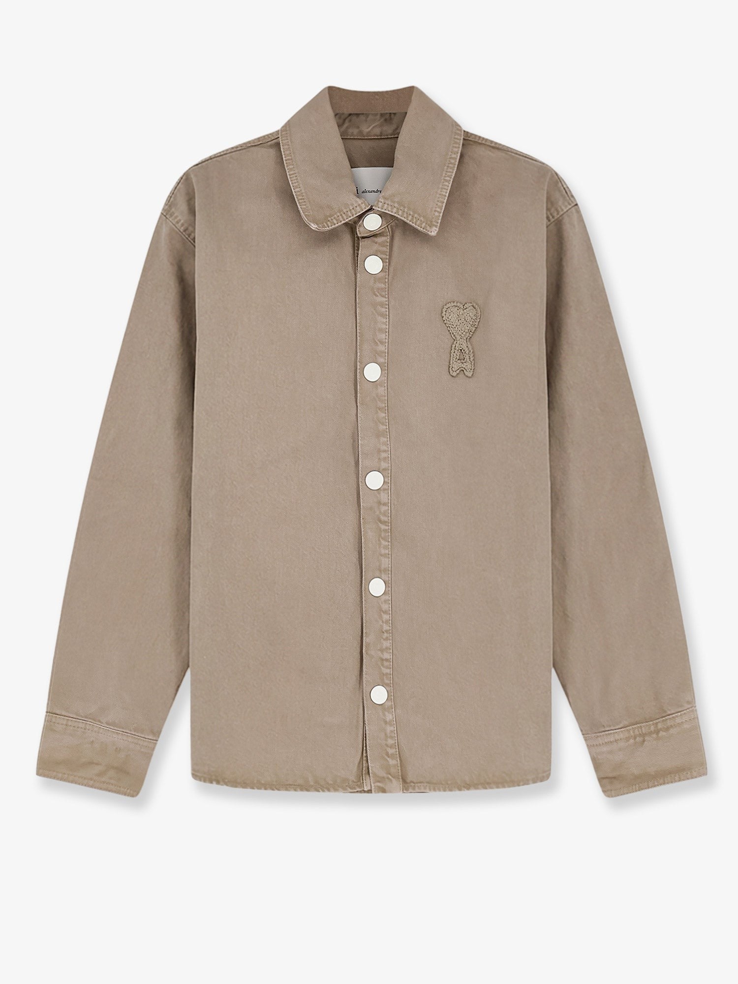 Ami Paris Men's Ami De Coeur Cotton Shirt Beige