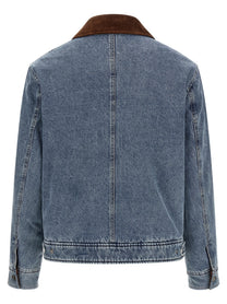 Ami Paris Men's Ami De Coeur Padded Denim Jacket Blue