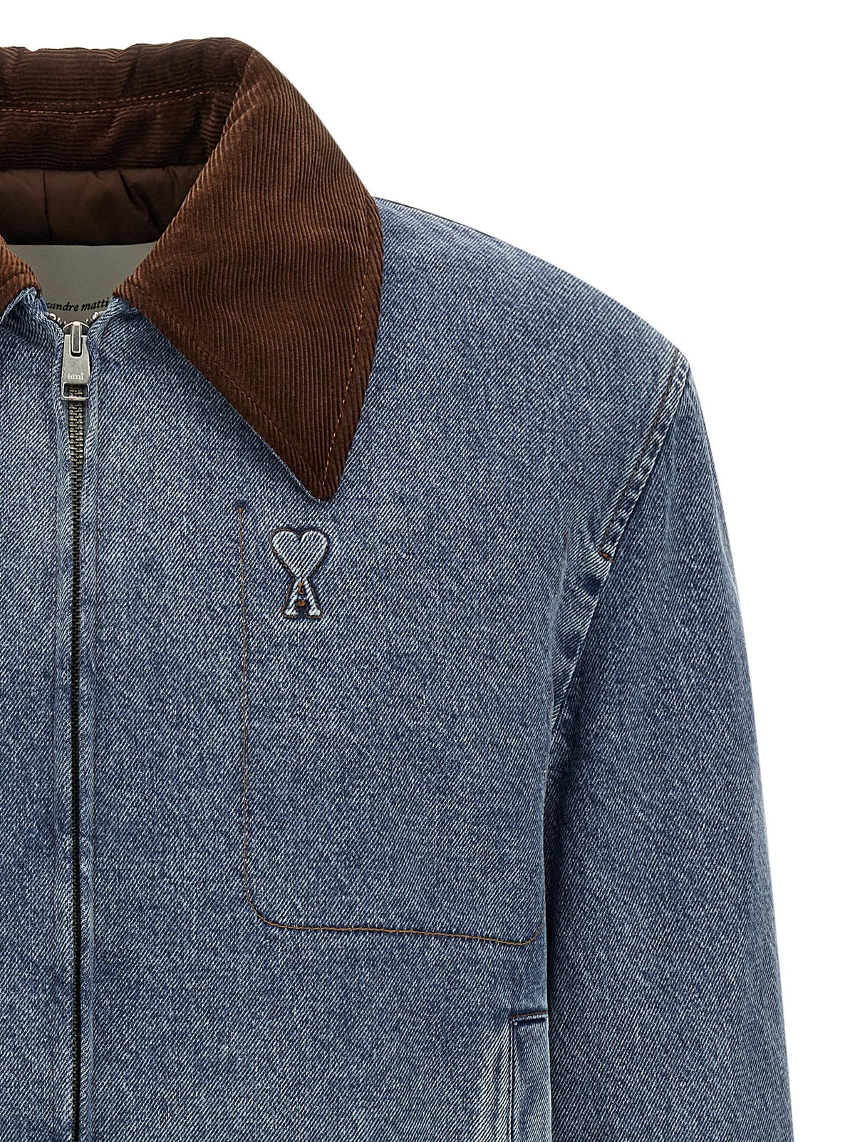 Ami Paris Men's Ami De Coeur Padded Denim Jacket Blue