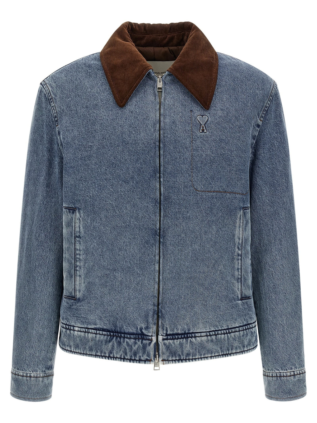 Ami Paris Men's Ami De Coeur Padded Denim Jacket Blue