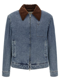 Ami Paris Men's Ami De Coeur Padded Denim Jacket Blue