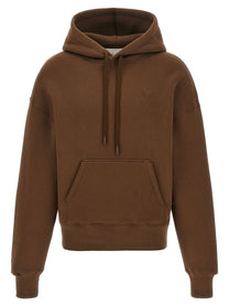 Ami Paris Ami De Cœur Hoodie Brown