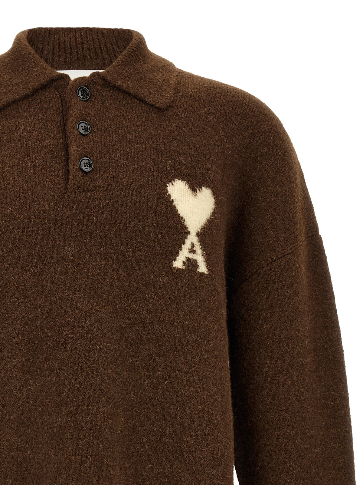 Ami Paris Ami De Coeur Polo Shirt Brown