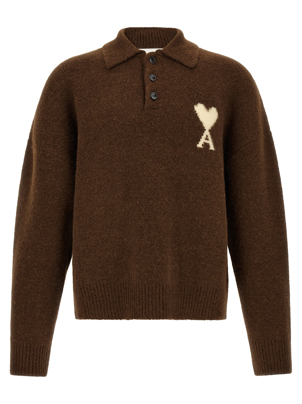 Ami Paris Ami De Coeur Polo Shirt Brown