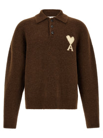 Ami Paris Ami De Coeur Polo Shirt Brown