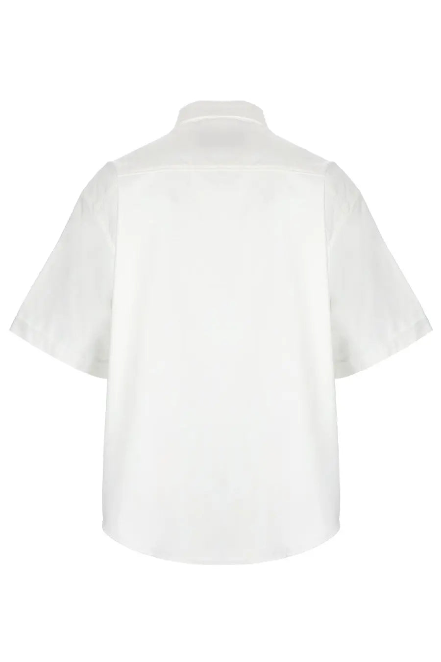 Ami paris men’s white short-sleeved button-up shirt with classic collar and minimalist embroidered design