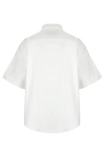 Ami paris men’s white short-sleeved button-up shirt with classic collar and minimalist embroidered design