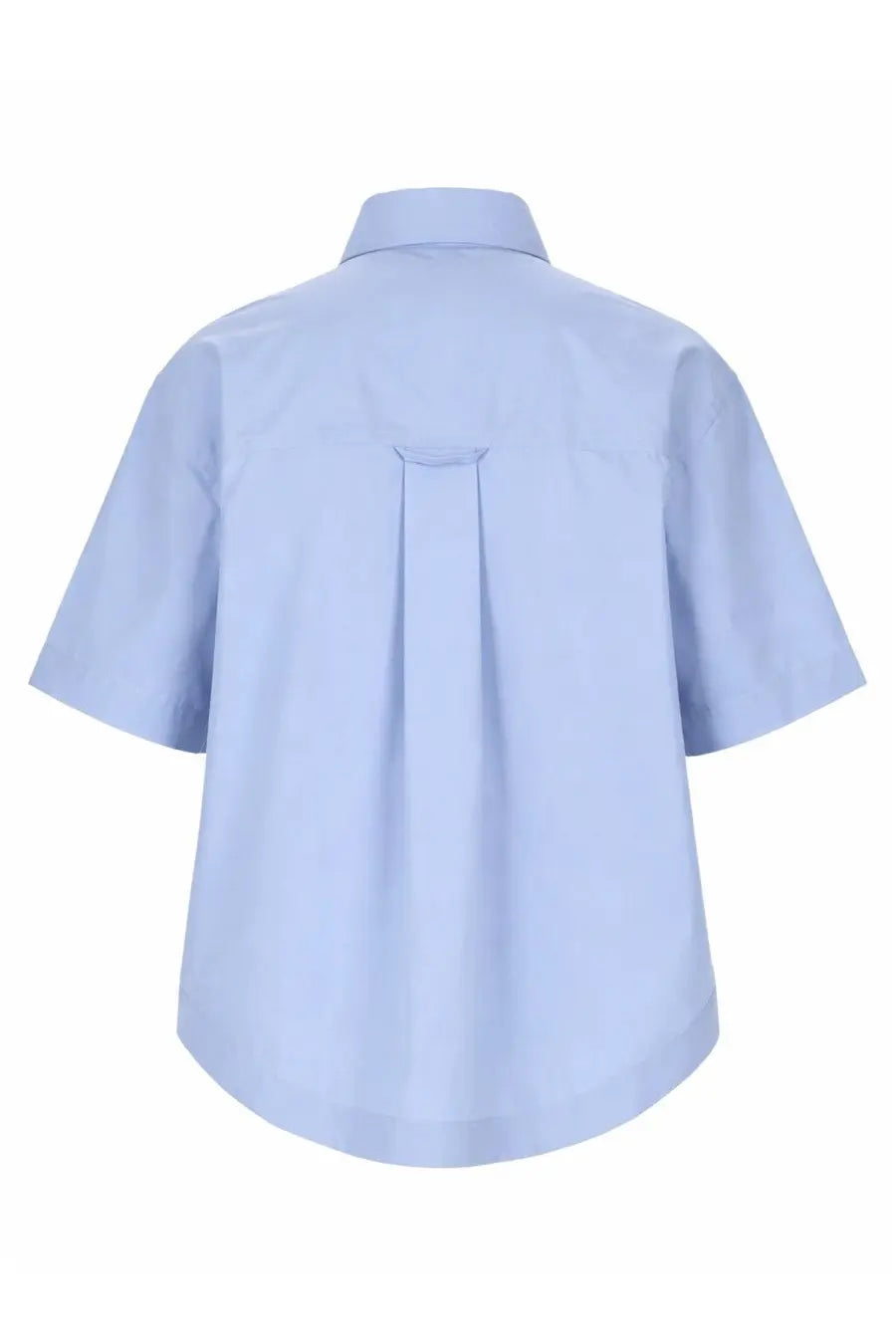 Light blue short-sleeved button-down shirt with pleated back detail made of cotton by ami paris men’s camicia