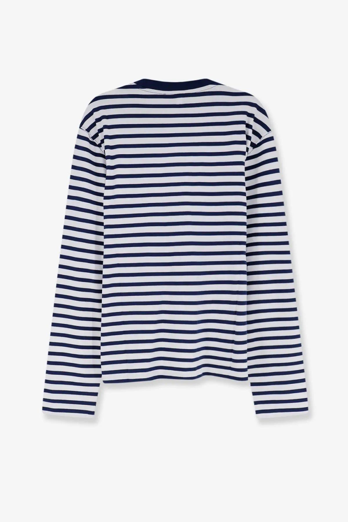 Ami Paris men’s cotton shirt navy and white horizontally striped long-sleeved crew neck shirt