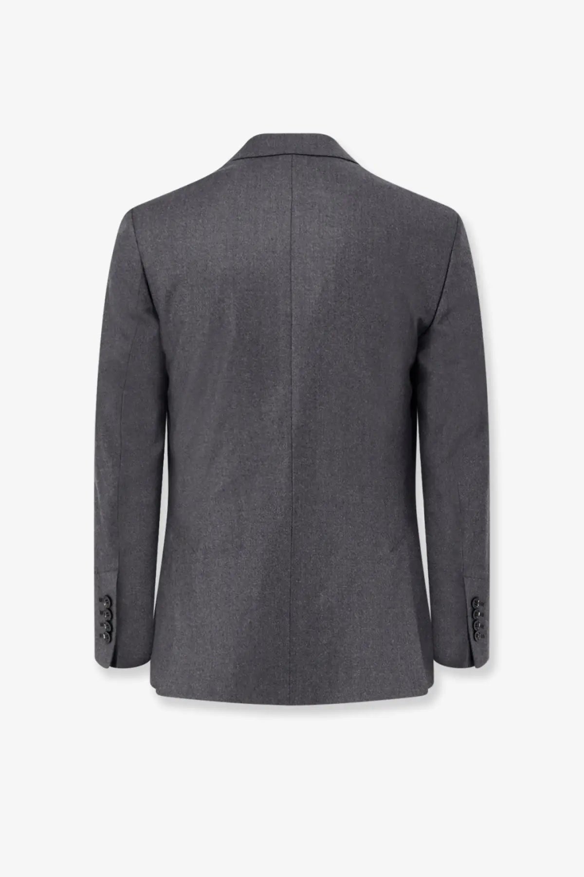 Ami paris men’s double breasted virgin wool blazer in charcoal gray with subtle textured weave and classic notched lapel