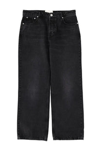Ami Paris men’s jeans large fit black wide-leg denim jeans with straight cut silhouette and subtle fading for relaxed look