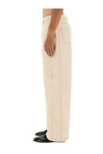 Cream-colored wide-leg denim trousers with a minimalist design from ami paris men’s jeans wide fit white collection