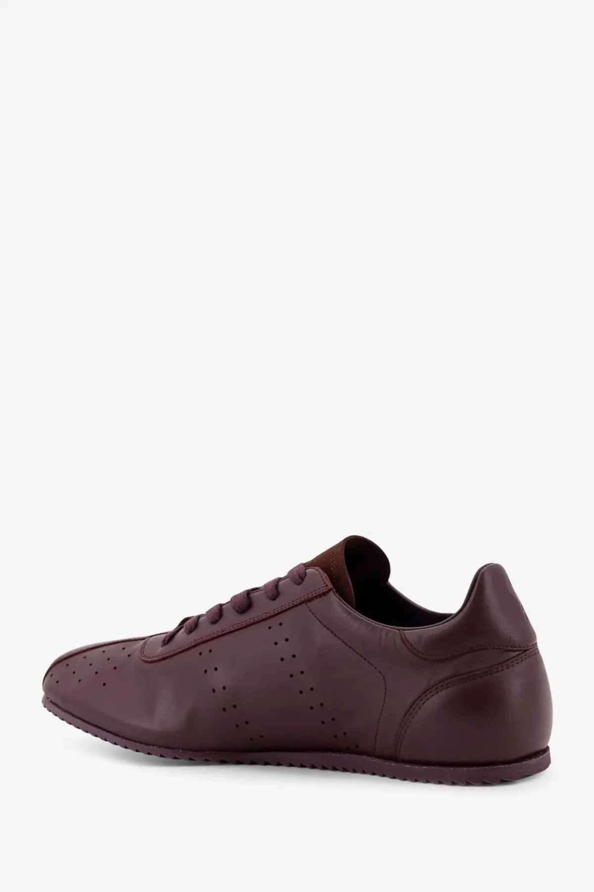 Ami paris men’s low top sneakers in brown leather with perforated detailing and matching laces