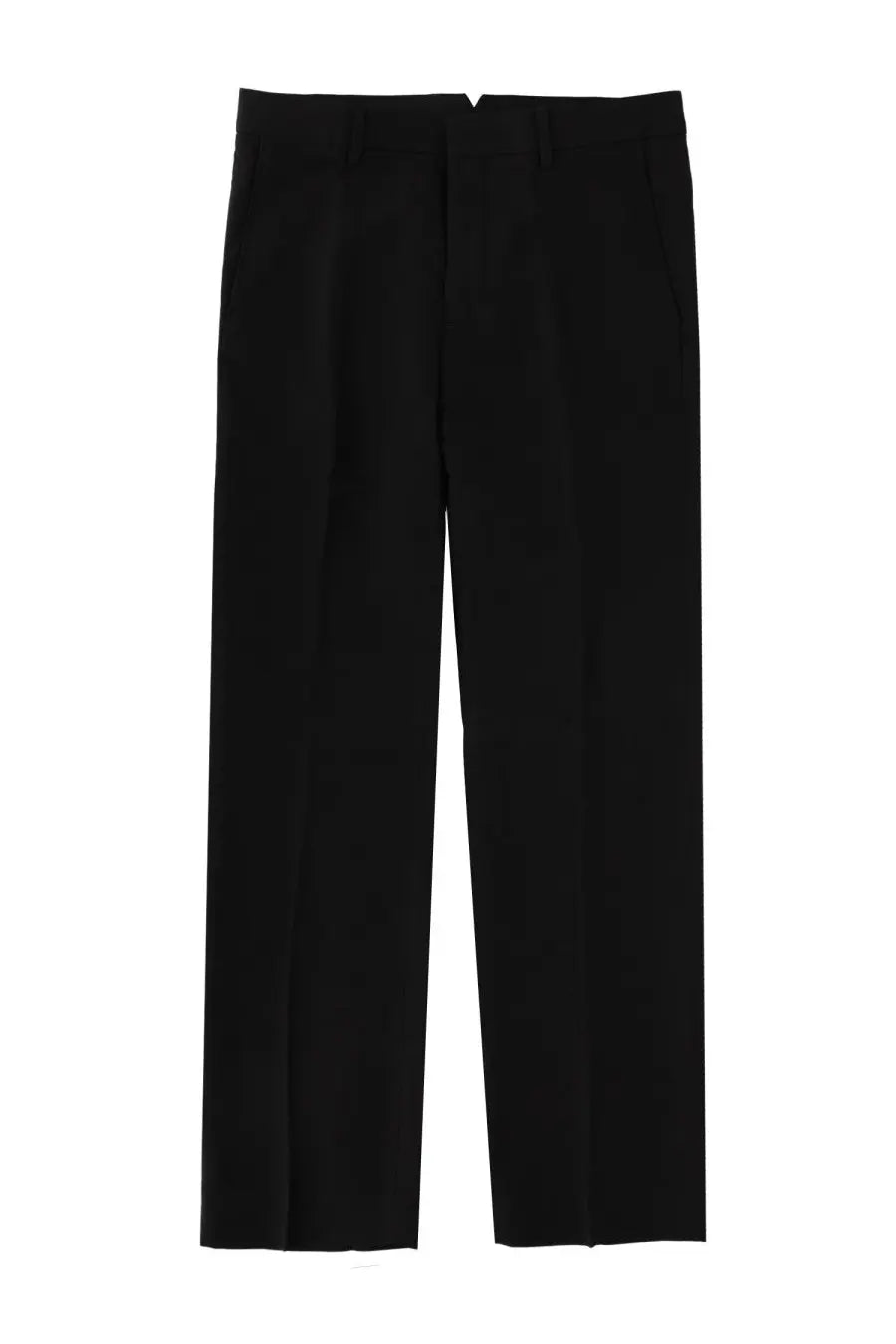 Ami Paris men’s black linen blend tailored trousers with a sleek straight-leg cut and subtle pleats at the waistband