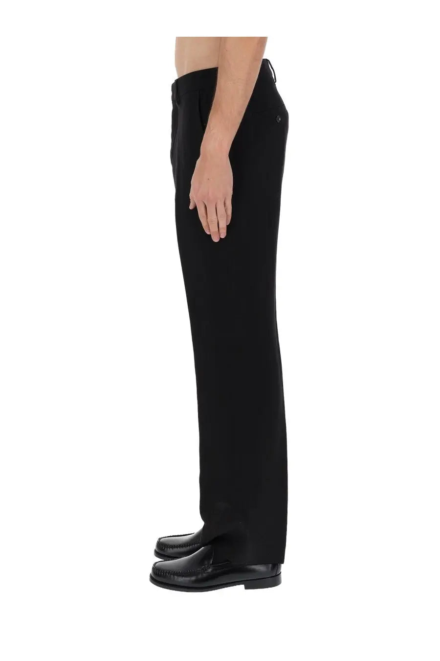 Ami Paris men’s linen blend straight black trousers with a sleek straight-leg cut and subtle side pockets