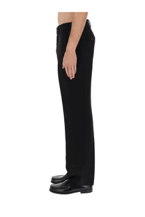 Ami Paris men’s linen blend straight black trousers with a sleek straight-leg cut and subtle side pockets