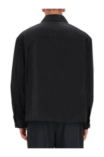 Ami Paris men’s padded shirt jacket in black with a structured collar and minimalist clean lines design