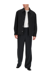 Ami Paris men’s padded shirt jacket black oversized relaxed fit with subtle stitching details