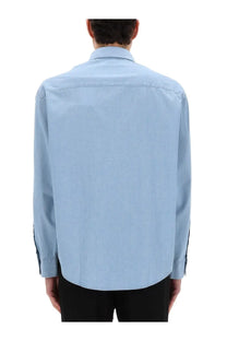 Ami paris men’s light blue cotton shirt with classic collar and neatly stitched seams