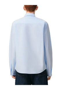 Ami Paris men’s light blue long-sleeved dress shirt with classic collar and buttoned cuffs perfect for formal wear
