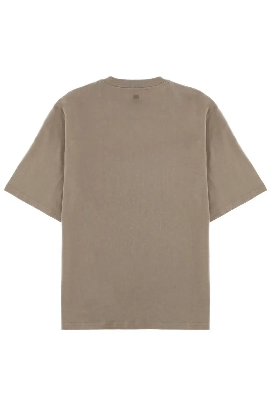 Ami Paris men’s beige oversized short-sleeve cotton t-shirt with crew neck and subtle brand tag at the neckline