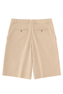Beige chino shorts by ami paris with tailored fit and subtle back pleats showing the back side of the shorts