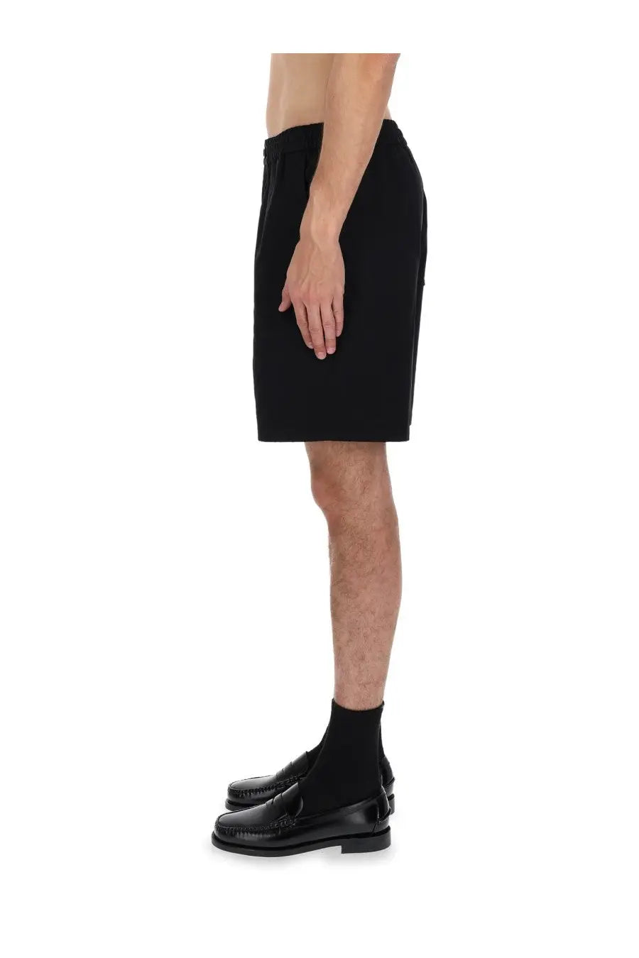 Ami paris men’s black cotton shorts with elastic waistband and relaxed fit for comfortable casual wear