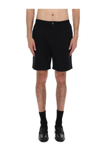 Ami paris men’s black cotton shorts elasticizzati with a sleek tailored fit and subtle front pleats
