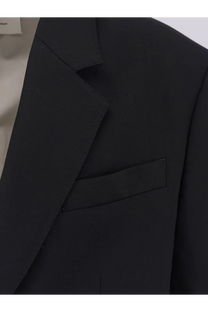 Ami paris men’s single breasted black virgin wool blazer with sleek structured lapel and single flap pocket