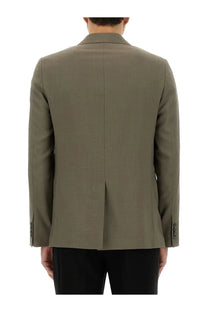 Ami paris men’s two button jacket in olive green textured fabric featuring a tailored fit perfect for formal wear