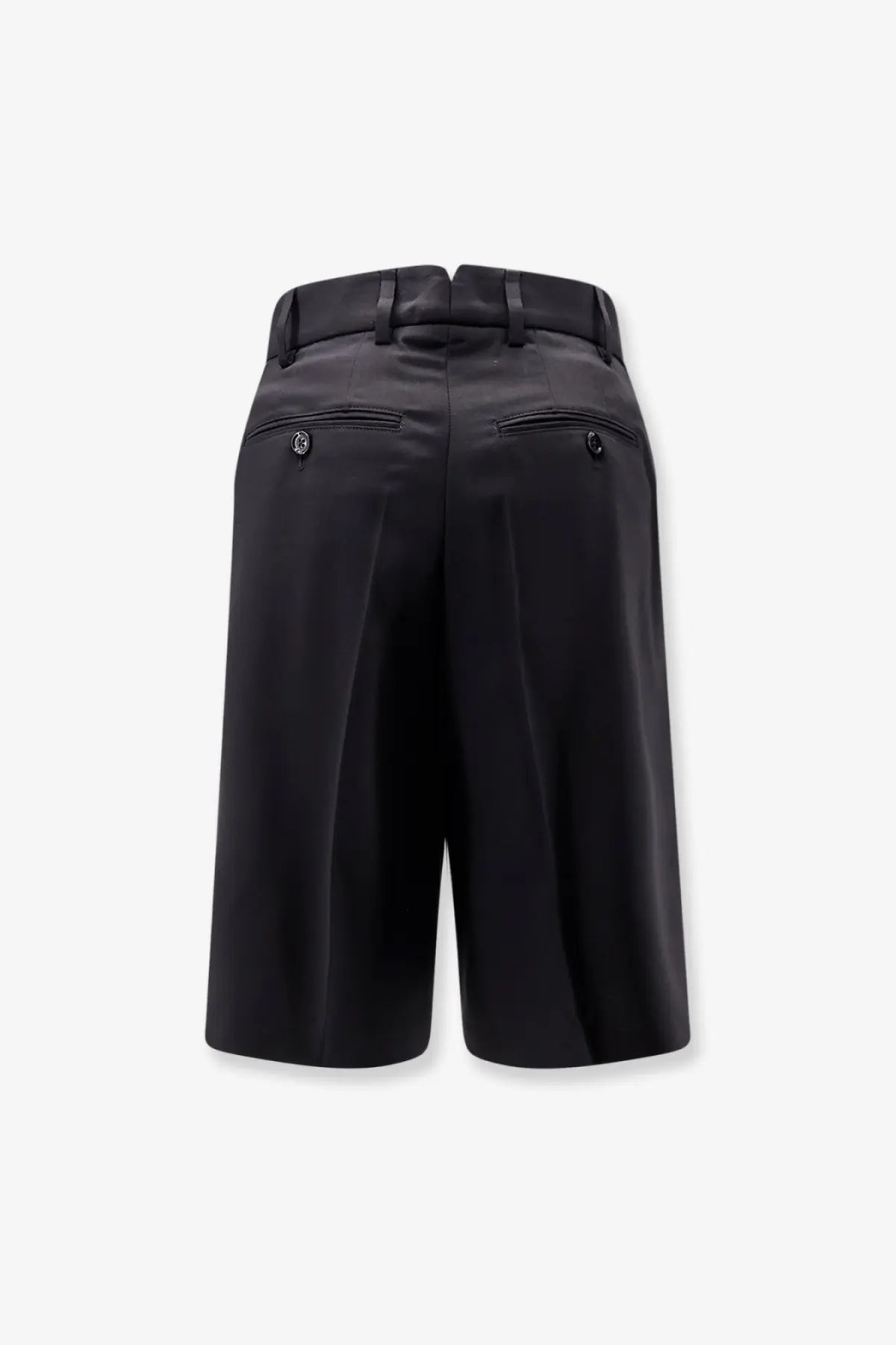 Ami paris men’s black tailored virgin wool shorts with sleek structured design and subtle pleats
