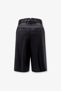 Ami paris men’s black tailored virgin wool shorts with sleek structured design and subtle pleats