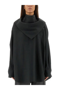 Black oversized hooded top with high collar and long sleeves from Ami Paris unisex blue bandana grey collection