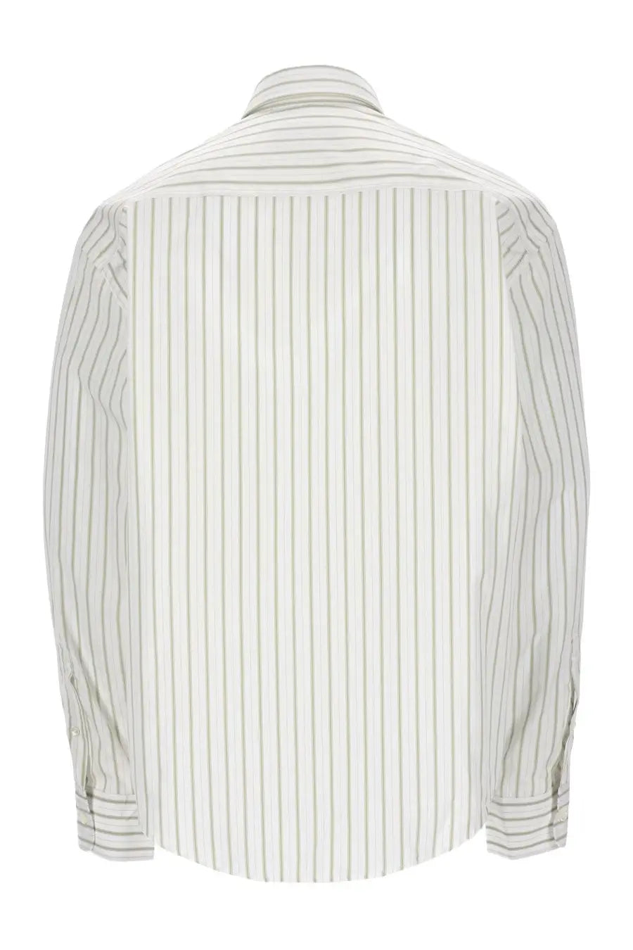 Ami Paris unisex crisp white cotton shirt with fine vertical gray stripes called Camicia in Cotone Righe White