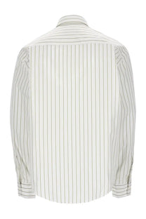 Ami Paris unisex crisp white cotton shirt with fine vertical gray stripes called Camicia in Cotone Righe White