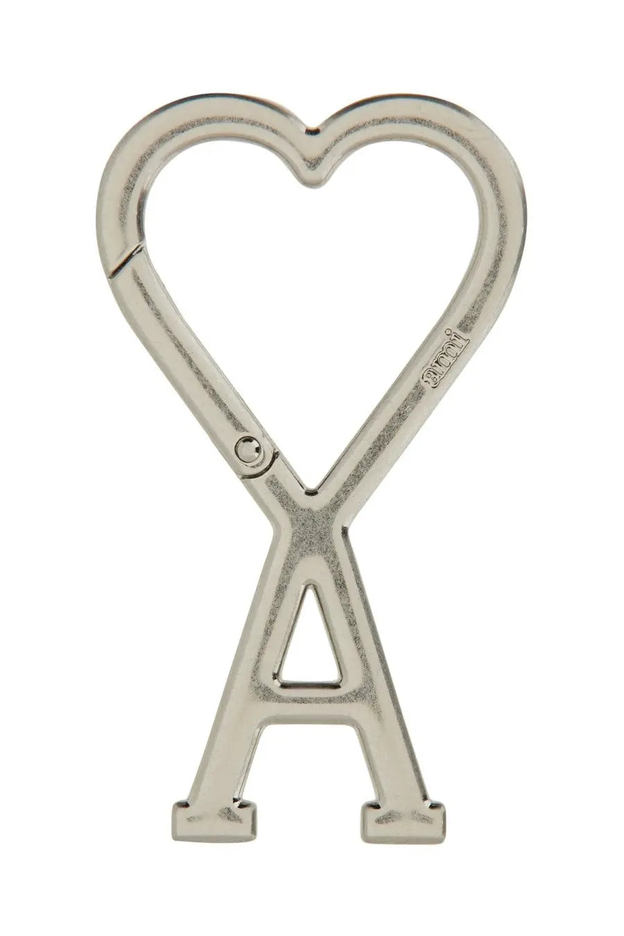 Silver heart-shaped metal carabiner with integrated a design base keychain for unisex Ami Paris Ami DE Cour product