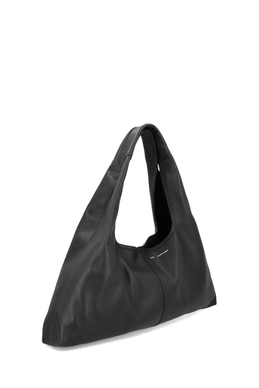 Ami paris unisex black leather hobo bag with minimalist design and subtle stitching details