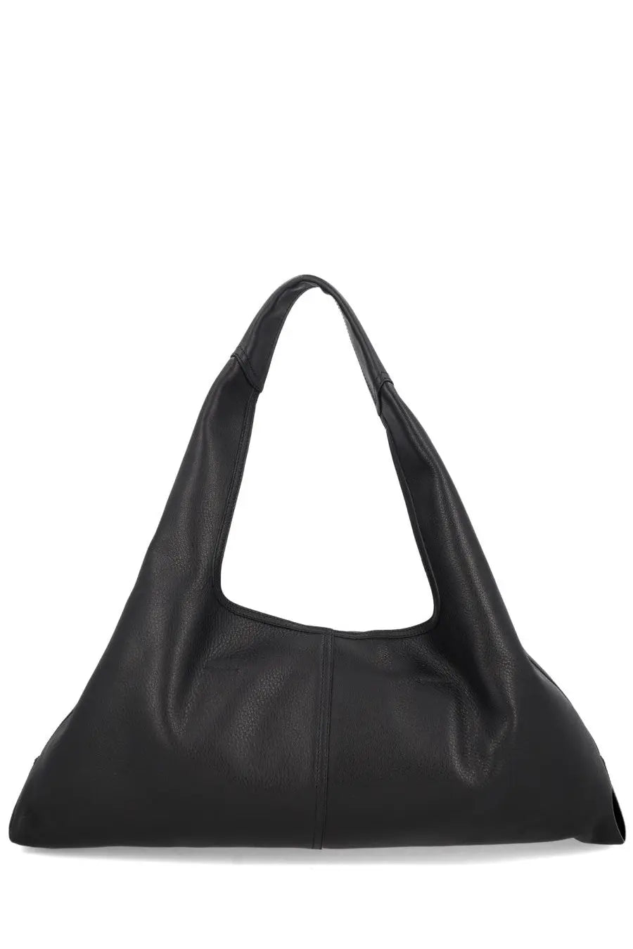 Ami Paris unisex black leather hobo bag with a soft slouchy silhouette and wide shoulder straps
