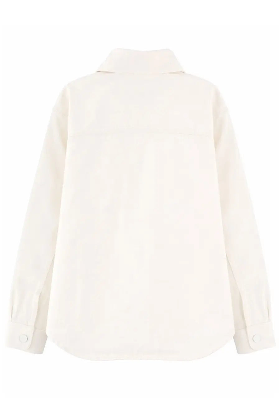 Cream-colored ami paris unisex overshirt con white long-sleeved button-up shirt with classic collar and finished cuffs