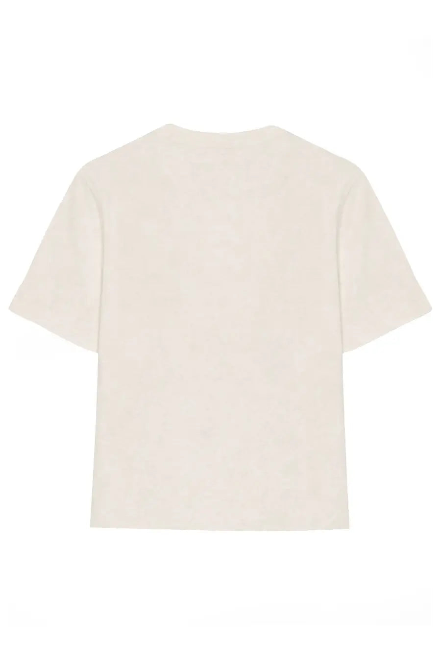 Cream-colored ami paris women’s cotton shirt with short sleeves soft textured fabric and round neckline front view
