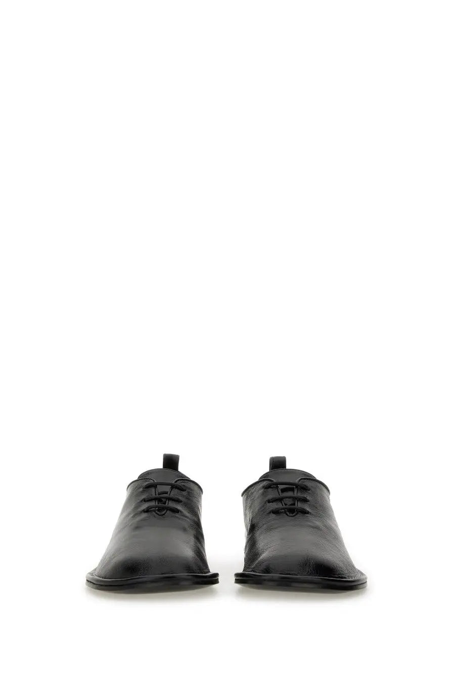 Ami Paris women’s black leather lace-up oxford shoes with a sleek minimalist one cut design