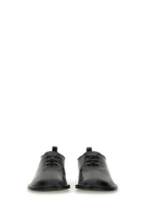 Ami Paris women’s black leather lace-up oxford shoes with a sleek minimalist one cut design