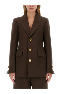 Ami Paris women’s brown tailored blazer with gold-tone circular buttons and flared cuffs single breasted jacket
